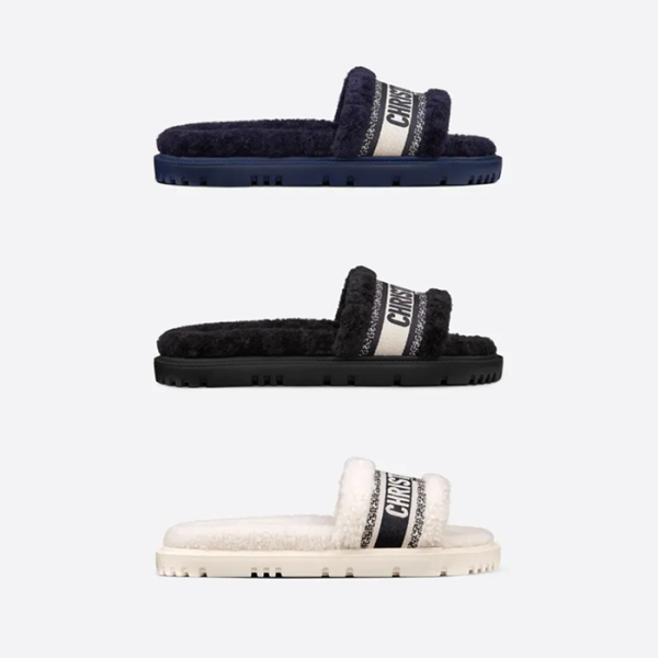 ❤디올 여성 드웨이 슬라이드 시어링 슬리퍼 KCQ551ESK 【매장-160만원대】 - Dior Womens Black Slippers - di771x