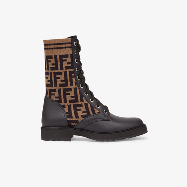 ❤펜디 여성 로코코 패브릭 가죽 바이커 부츠【매장-150만원대】 - Fendi Womens Brown Boots - fe534x
