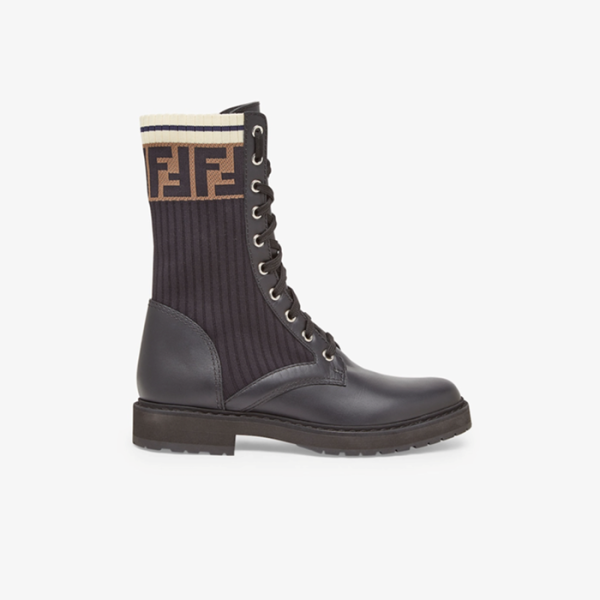 ❤펜디 여성 로코코 패브릭 가죽 바이커 부츠【매장-150만원대】 - Fendi Womens Brown Boots - fe535x