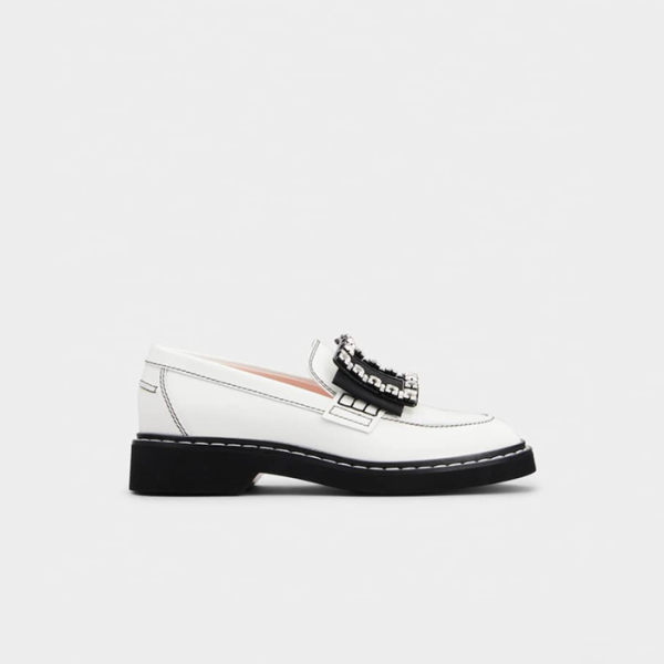 ❤로저비비에 여성 비브 레인저스 스티치 버클 로퍼 RVW54830220 【매장-210만원대】 - Roger Vivier Womens White Loafers - vi16x