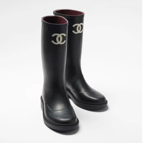 ❤샤넬 여성 CC 로고 러버 하이 레인부츠 블랙 【매장-420만원대】 - Chanel Womens Black Boots - ch559x