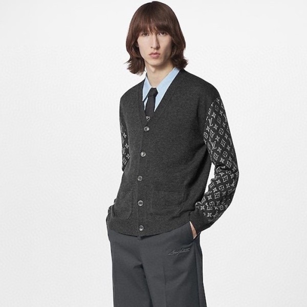 ❤루이비통 남성 브이넥 그레이 가디건 - Louis vuitton Mens Gray Cardigan - lv1992x