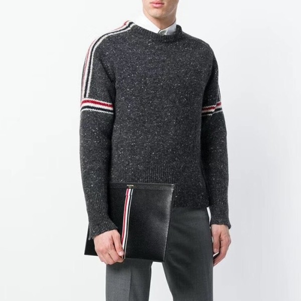 ❤톰브라운 남성 블랙 삼선탭 클러치 - Thom Browne Mens Black Clutch - th106x