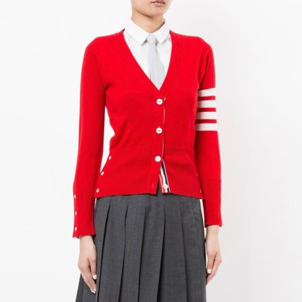 ❤톰브라운 여성 브이넥 가디건 - Thom Browne Womens Red Cardigan - thc130x