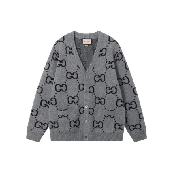 ❤구찌 남성 그레이 브이넥 가디건 - Gucci Mens Gray Cardigan - gu1121x