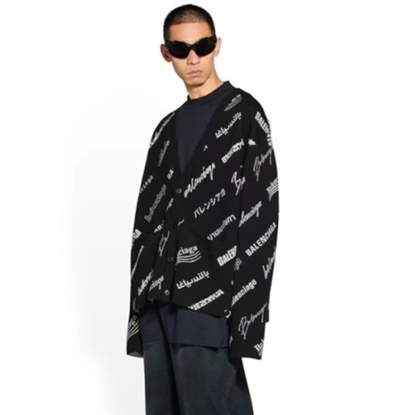 ❤발렌시아가 남성 블랙 브이넥 가디건 - Balenciaga Mens Black Cardigan - ba832x