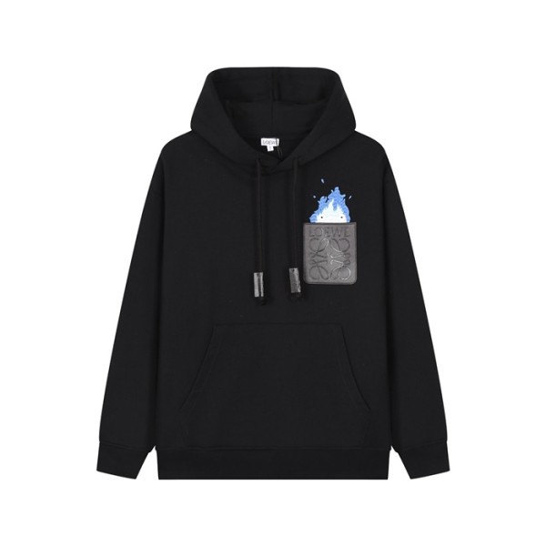 ❤로에베 남/녀 블랙 후드티 - Loewe Unisex Black Hoodie - loe817x