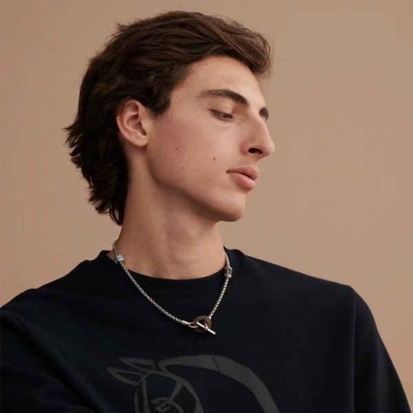 ❤에르메스 남성 화이트 골드 목걸이 - Hermes Mens White Gold Necklace - acc725x