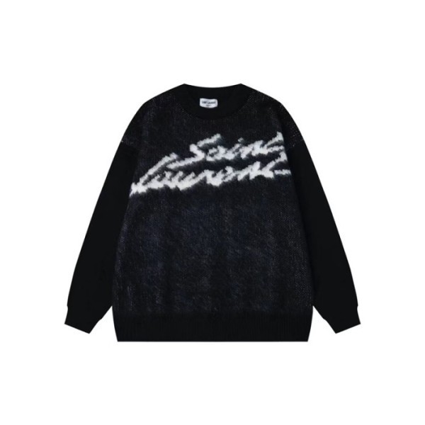 ❤입생로랑 남성 블랙 크루넥 스웨터 - Saint laurent Mens Black Sweaters - ysl437x
