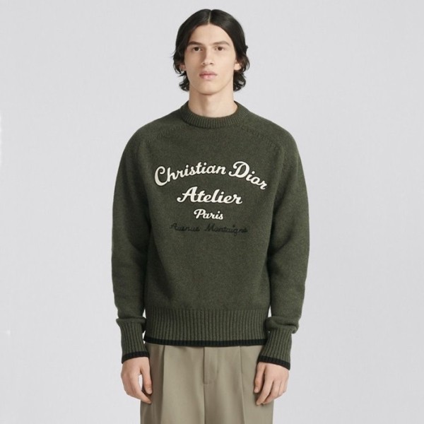 ❤디올 남성 카키 크루넥 니트 - Dior Mens Khaki Knitwear - fa45x