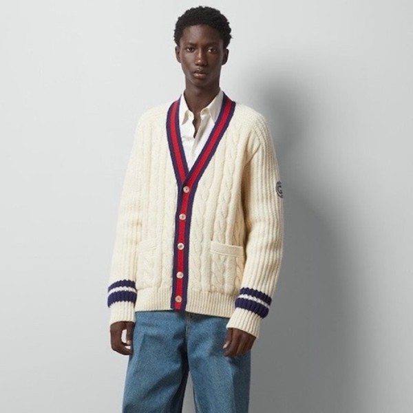 ❤구찌 남성 아이보리 브이넥 가디건 - Gucci Mens Ivory Cardigan - guc15x