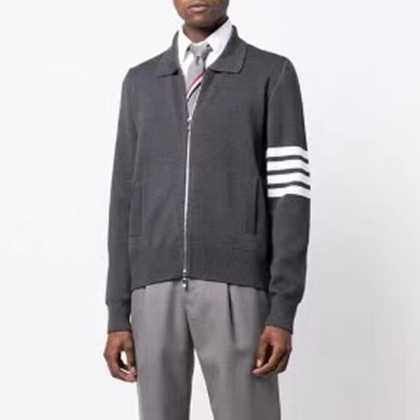 ❤톰브라운 남성 그레이 집업 니트 - Thom Browne Mens Gray Knits - thc33x