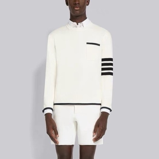 ❤톰브라운 남성 화이트 니트 - Thom Browne Mens White Knits - thc35x