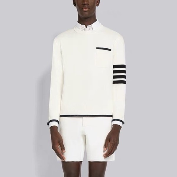 ❤톰브라운 남성 화이트 니트 - Thom Browne Mens White Knits - thc35x