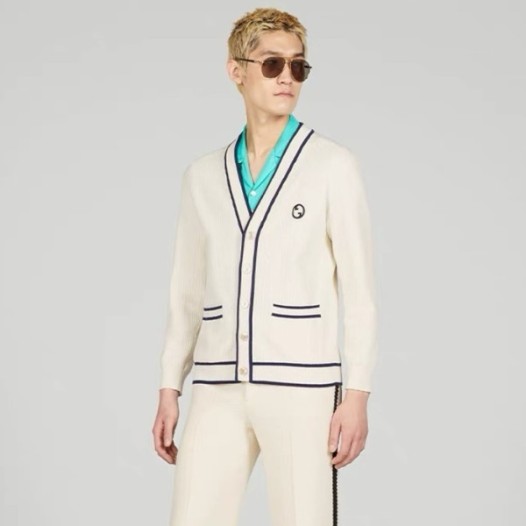 ❤구찌 남성 아이보리 브이넥 가디건 - Gucci Mens Ivory Cardigan - guc39x