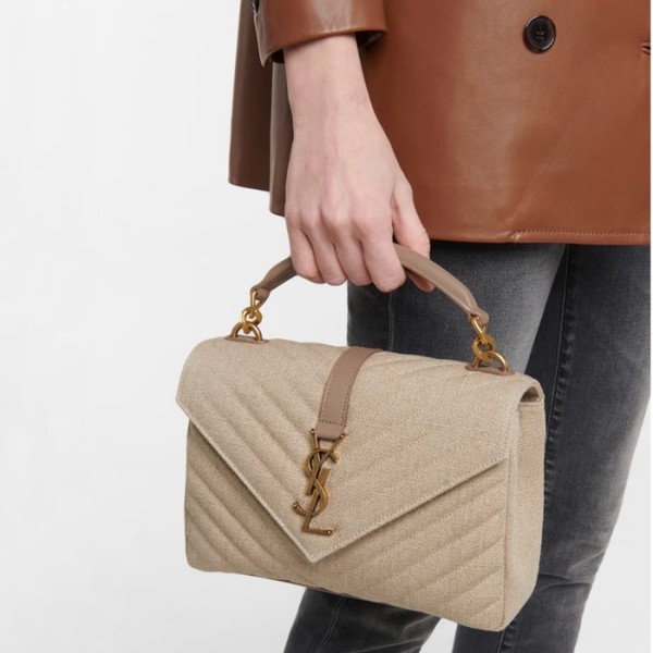 ❤입생로랑 여성 베이지 퀄티드 백 - Saint Laurent Womens Beige College - ysb130x