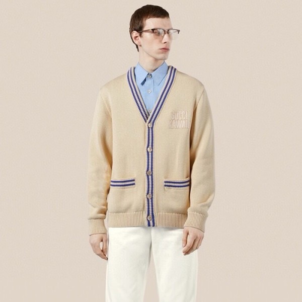 ❤구찌 남성 아이보리 브이넥 가디건 - Gucci Mens Ivory Cardigan - guc92x