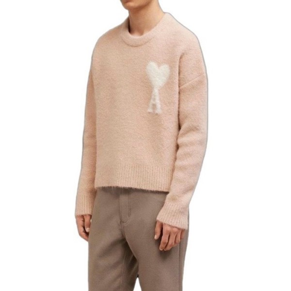 ❤아미 남/녀 핑크 크루넥 니트 - Ami Unisex Pink Knits - amc104x