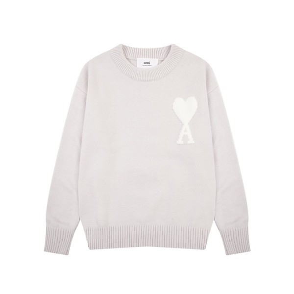 ❤아미 남/녀 그레이 크루넥 니트 - Ami Unisex Gray Knits - amc106x
