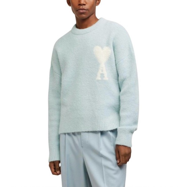 ❤아미 남/녀 블루 크루넥 니트 - Ami Unisex Blue Knits - amc107x