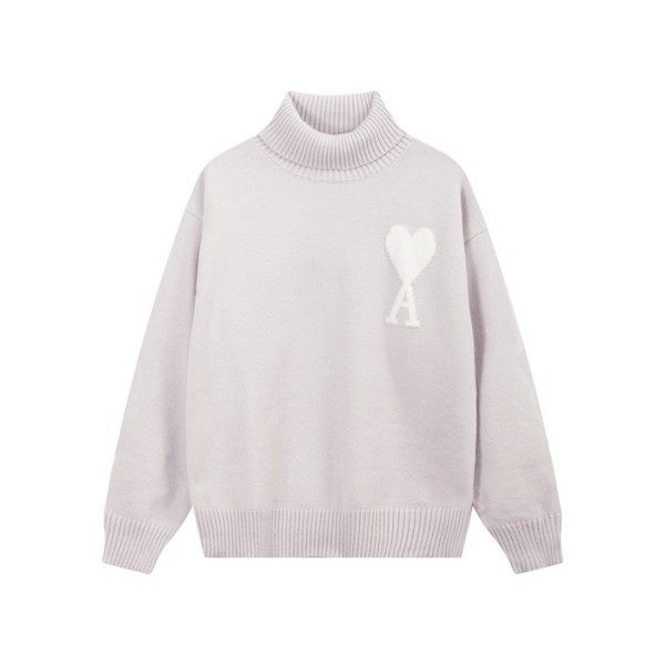 ❤아미 남/녀 그레이 터틀넥 니트 - Ami Unisex Gray Knits - amc108x