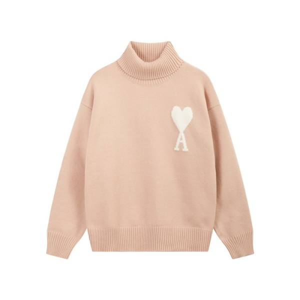 ❤아미 남/녀 핑크 터틀넥 니트 - Ami Unisex Pink Knits - amc109x