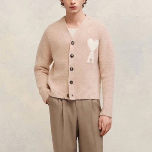 ❤아미 남/녀 핑크 브이넥 가디건 - Ami Unisex Pink Cardigan - amc112x