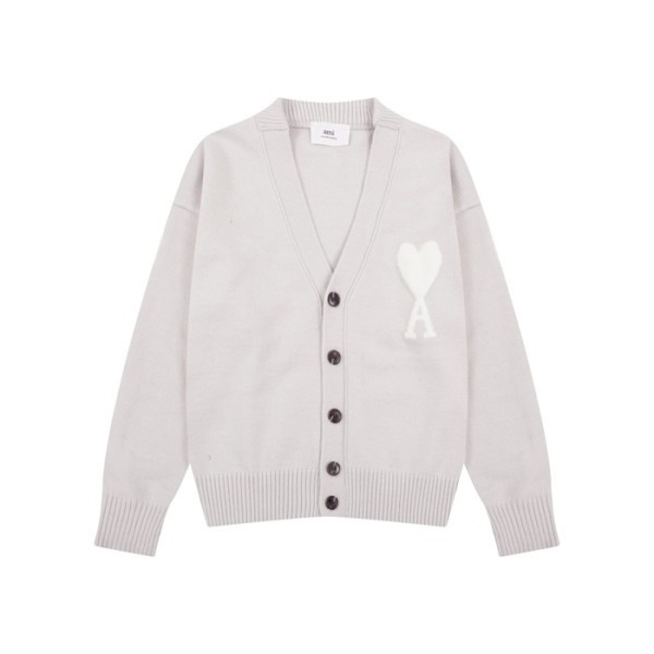 ❤아미 남/녀 그레이 브이넥 가디건 - Ami Unisex Gray Cardigan - amc113x
