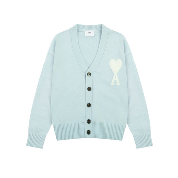 ❤아미 남/녀 블루 브이넥 가디건 - Ami Unisex Blue Cardigan - amc115x