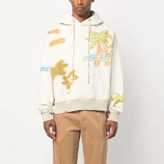 ❤팜 엔젤스 남성 아이보리 후드티 - Palm Angels Mens Ivory Hoodie - pac131x