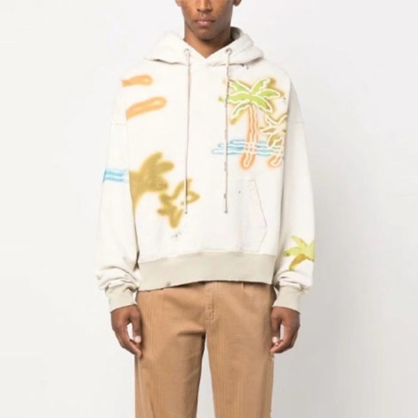 ❤팜 엔젤스 남성 아이보리 후드티 - Palm Angels Mens Ivory Hoodie - pac131x