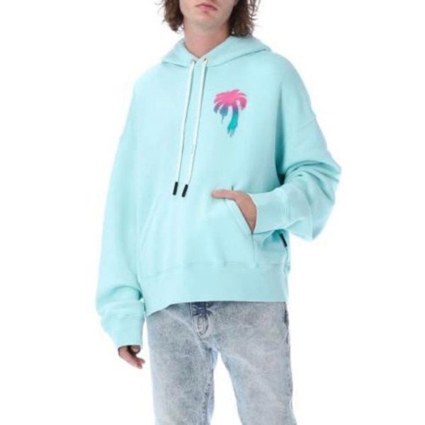 ❤팜 엔젤스 남성 블루 후드티 - Palm Angels Mens Blue Hoodie - pac132x