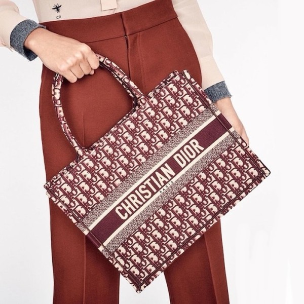 ❤디올 여성 버건디 북토트 - Dior Womens Burgundy Book Tote - dib517x