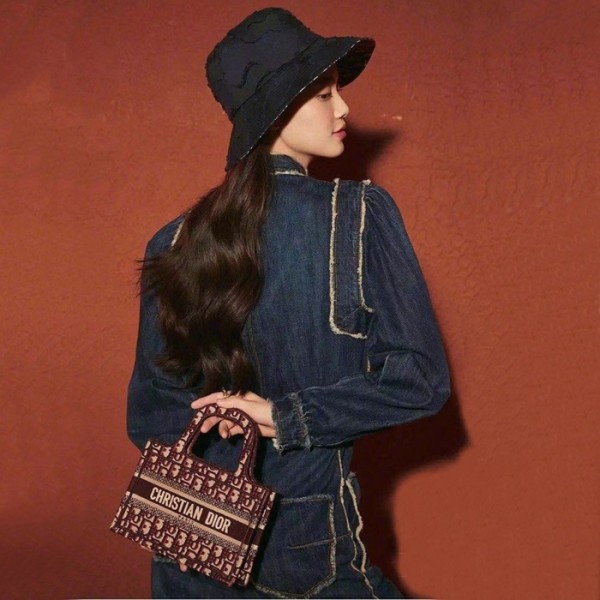 ❤디올 여성 버건디 미니 북토트 - Dior Womens Mini Book Tote - dib611x