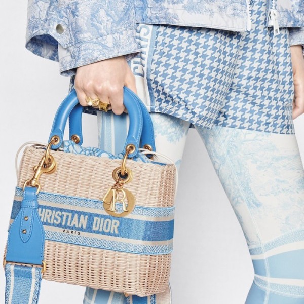 ❤디올 여성 블루 라탄 백 - Dior Womens Blue Tote Bag - dib851x