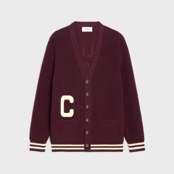 ❤셀린느 남/녀 버건디 브이넥 가디건 - Celine Unisex Burgundy Cardigan - cec174x