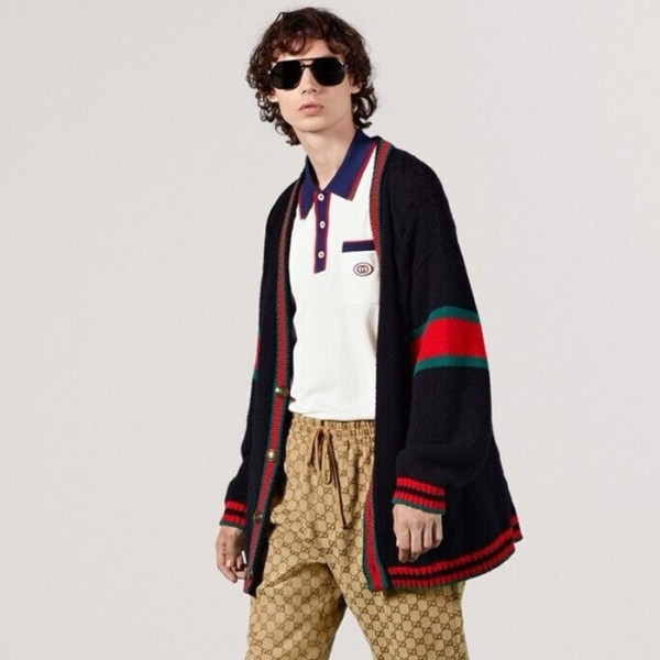 ❤구찌 남성 블랙 브이넥 가디건 - Gucci Mens Black Cardigan - guc195x