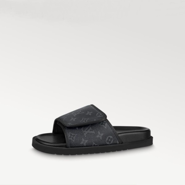 ❤루이비통 남성 마이아미 슬리퍼 - Louis vuitton Mens Black Slippers - lvs90x