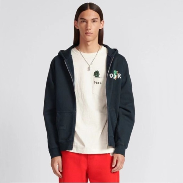 ❤디올 남성 블랙 후드 집업 - Dior Mens Black Hoodie - dic241x