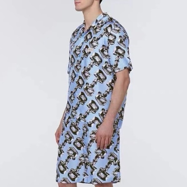 ❤구찌 남성 블루 반팔 셔츠 - Gucci Mens Blue Shirts - guc313x