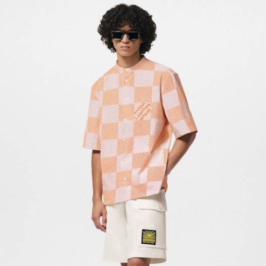 ❤루이비통 남성 오렌지 반팔 셔츠 - Louis vuitton Mens Orange Shirts - lvc355x