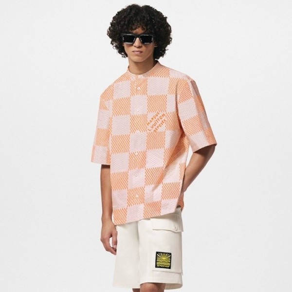❤루이비통 남성 오렌지 반팔 셔츠 - Louis vuitton Mens Orange Shirts - lvc355x
