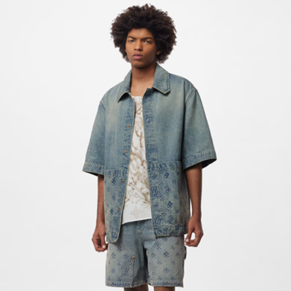 ❤루이비통 남성 블루 반팔 셔츠 - Louis vuitton Mens Blue Shirts - lvc358x