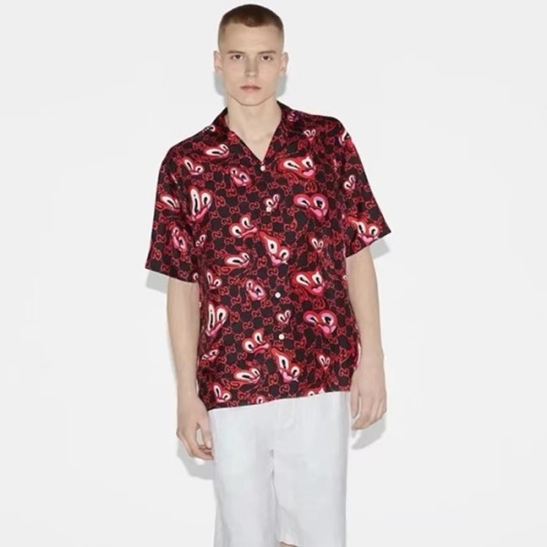 ❤구찌 남성 레드 반팔 셔츠 - Gucci Mens Red Shirts - guc365x