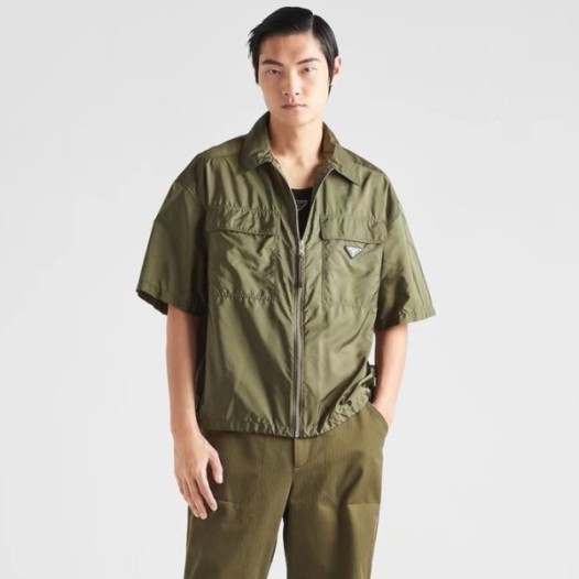 ❤프라다 남성 카키 반팔 셔츠 - Prada Mens Khaki Shirts - prc395x