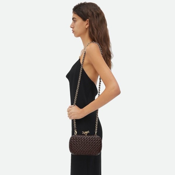 ❤보테가 베네타 여성 초코 브라운 체인 새들 백- Bottega Veneta Womens Knot Bag - bvb1487x