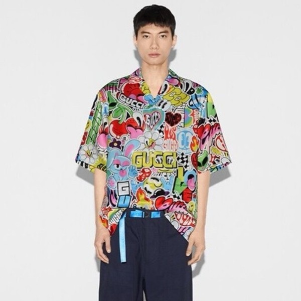 ❤구찌 남성 레드 반팔 셔츠 - Gucci Mens Red Shirts - guc401x