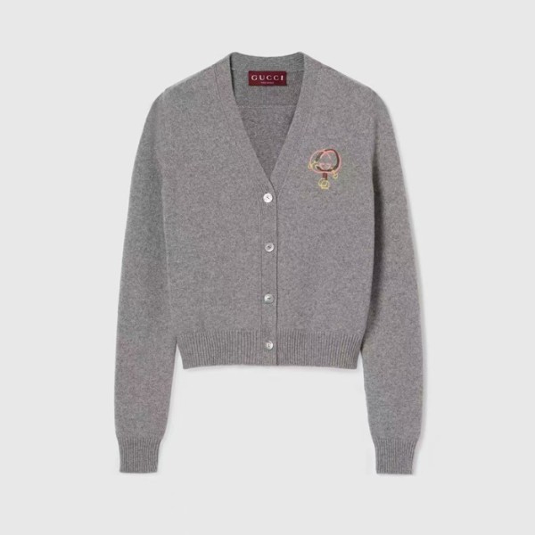 ❤구찌 여성 그레이 브이넥 가디건 - Gucci Womens Gray Cardigan - guc496x