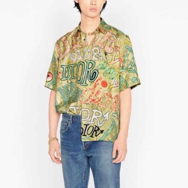 ❤디올 남성 옐로우 반팔 셔츠 - Dior Mens Yellow Shirts - dic565x
