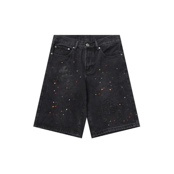 ❤크롬하츠 남성 블랙 반바지 - Chrom Hearts Black Half-pants - chc791x